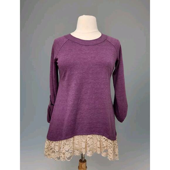 LOGO by Lori Goldstein Knit Tunic Top Size Medium Purple - Picture 1 of 10